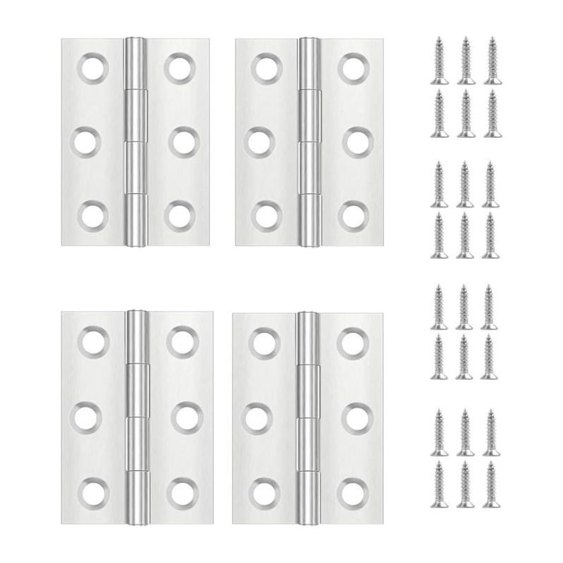 Ecleanfy – Aimoonsa – Set Mit 4 Flachen Edelstahlscharnieren 44 × 32 × 1,2 Mm (6 Löcher) Mit 24 Schrauben, Schraubbefestigung