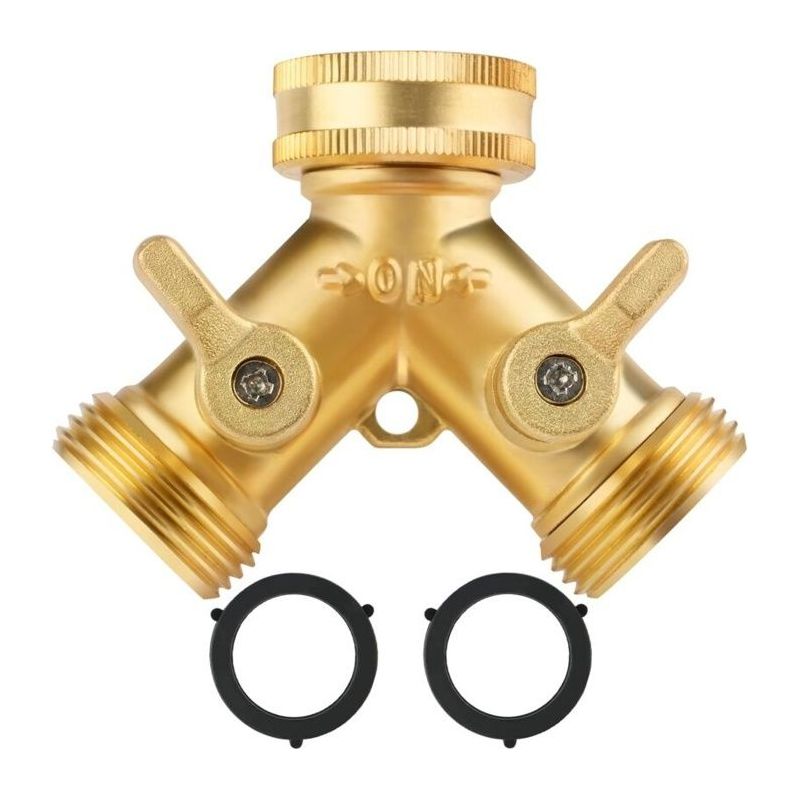 Ecleanfy – 3/4" Messing-doppelventil Mit 2-wege-anschluss – Y-verbinder Für Gartenschläuche, Unabhängige Regler, Auslaufsicher