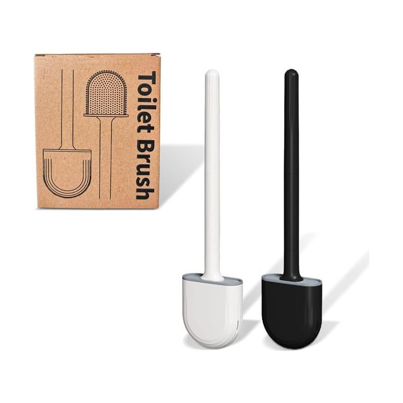 Ecleanfy – Flache Silikon-toilettenbürste, 2er-pack, Toilettenbürste Mit Halterung, Wand-toilettenbürste, Reinigungsbürsten-set