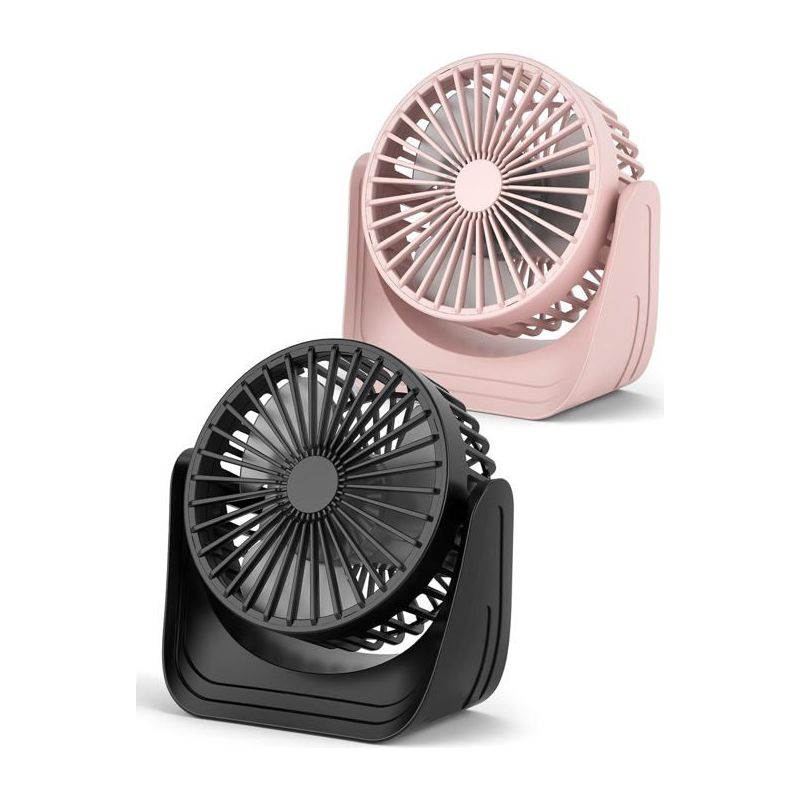 Set Mit 2 Usb-tischventilatoren Mit 2 M Usb-c-kabel, Kleiner, Leiser, Um 360° Drehbarer Usb-tischventilator
