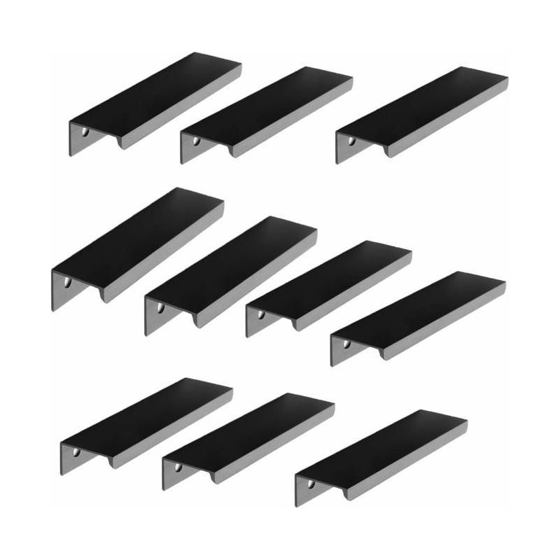 Ecleanfy - Packung Mit 10 Mattschwarzen, Unsichtbaren Aluminiumgriffen — 96 Mm Mittenabstand (120x32x20)