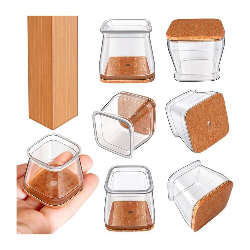 Ecleanfy – Packung Mit 20 Rechteckigen, Transparenten Bodenschonern Für Tische Und Stühle, Geeignet Für Große Tische Und Stühle (38–55 Mm).
