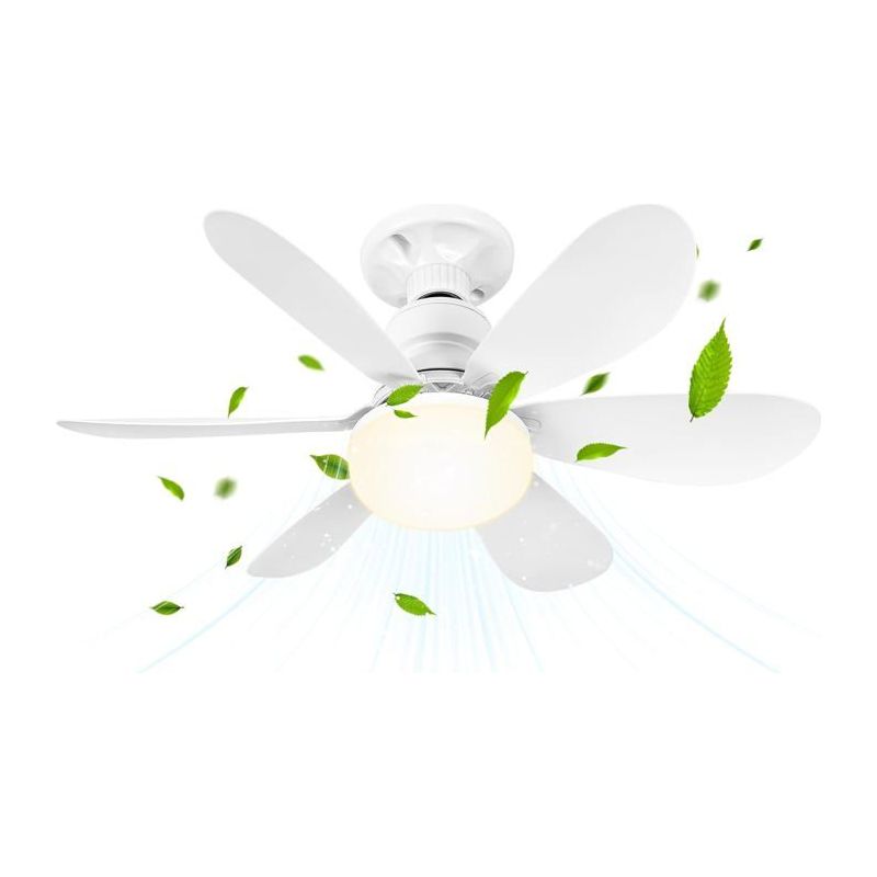 Ecleanfy - Deckenventilator Mit Licht Und Fernbedienung, Kleine Dimmbare Led, 52 Cm, Mit E27-fassung, 6 Flügel, 3 Geschwindigkeitsstufen