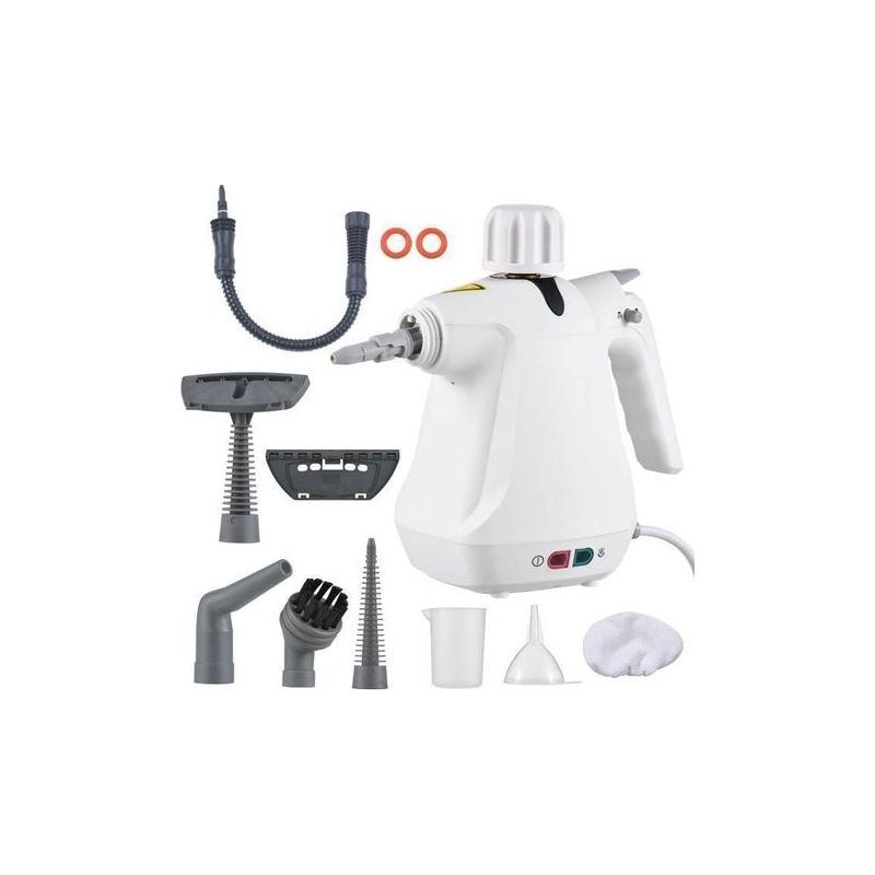 Ecleanfy – Tragbarer Handdampfreiniger, 1000 W, Vielseitiges 9-in-1-druckreinigungssystem Mit 350-ml-wassertank, 3 Bar, Weiß