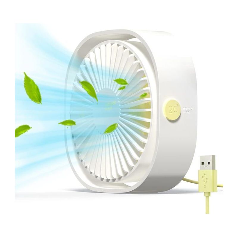 Usb-ventilator, Leiser Mini-ventilator, 3 Geschwindigkeitsstufen, Usb-stromversorgung Für Zuhause Und Büro, Weiß