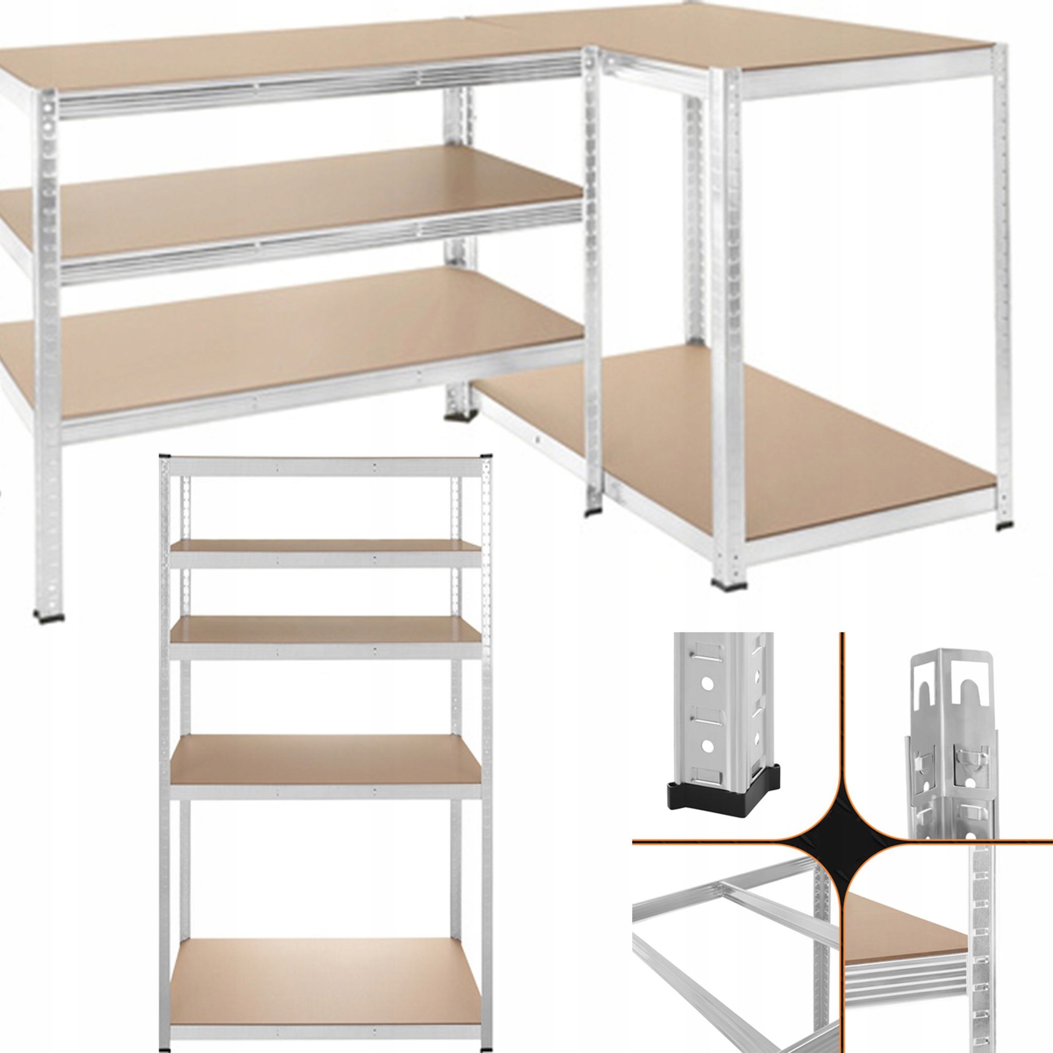 Pako Silbernes Lagerregal 180x100x60 5 Regalböden 1000 Kg