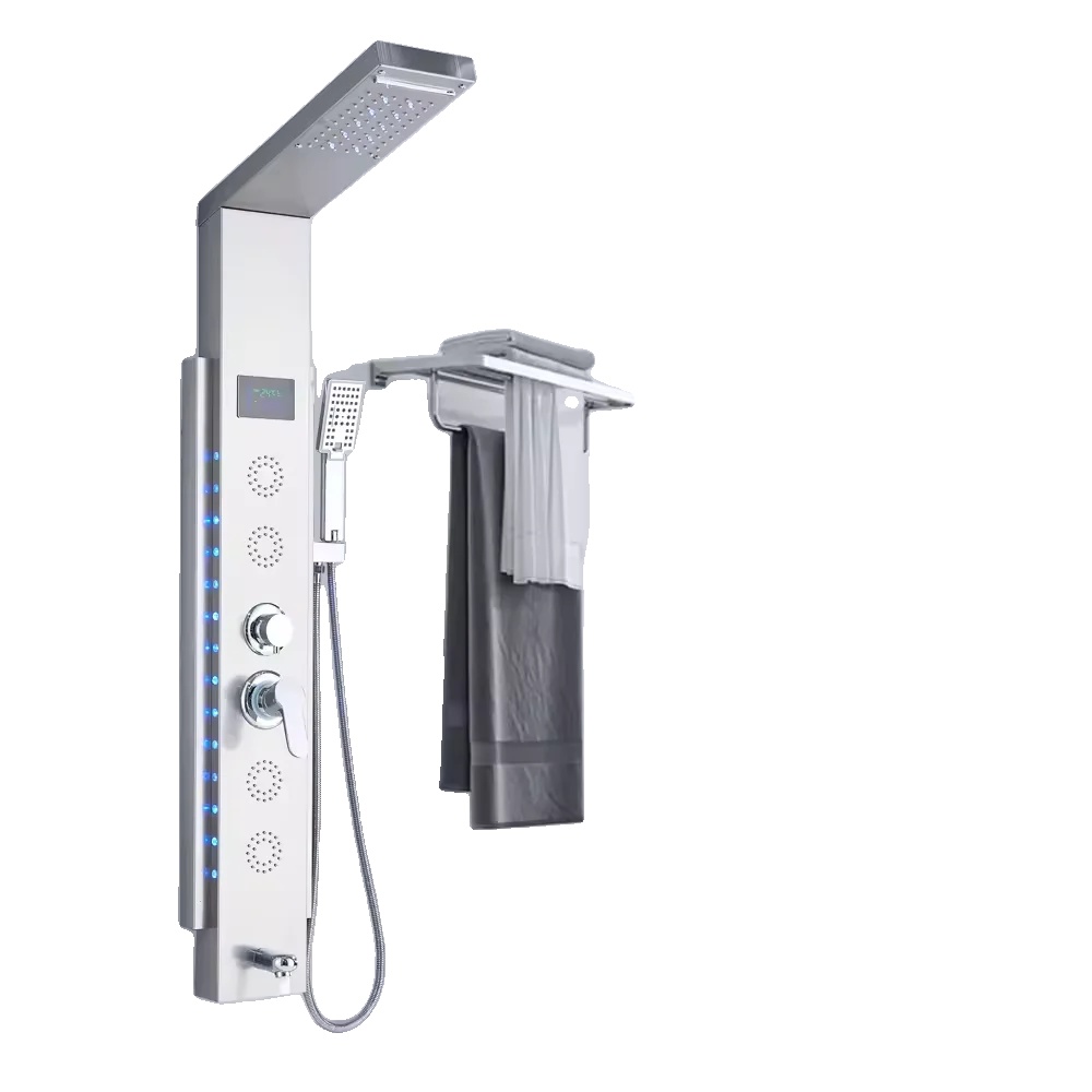 Duschpaneel, Digitalanzeige, Körpermassagedüsen, Gebürstet 8003