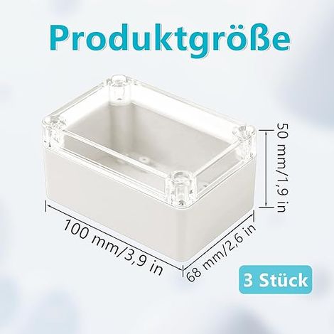 Wasserdichte Rechteckige Anschlussdose 100 X 68 X 50 Mm, 3 Anschlussdosen, Kunststoffdose Mit Transparentem Deckel, Universaldose, Anschlussdose