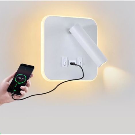 Nordische Led-wandleuchte Mit Schalter Und Usb-anschluss, Frei Drehbarer Hintergrundbeleuchtung, Innenbeleuchtung Fürs Schlafzimmer