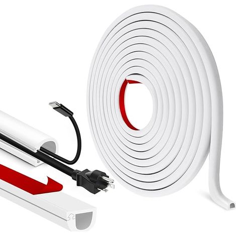 Selbstklebender Tv-wandkabelschutzschlauch, Halbrunder, Flexibler Kabelschutzschlauch, Kabelschutzschlauch Für Wand- Oder Bodenflächen (weiß, 7 Mm × 14 Mm × 1 M) 2