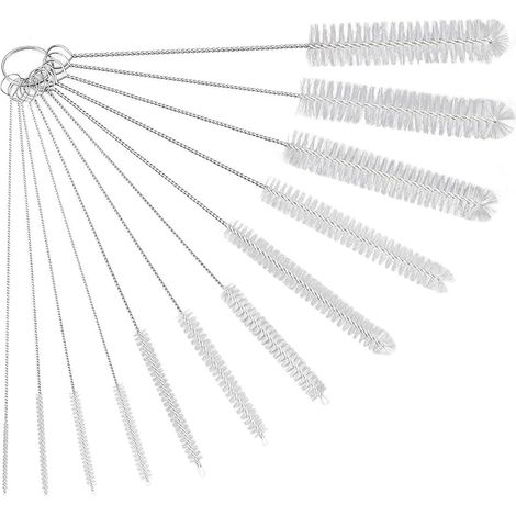 Set Mit 12 Reinigungsbürsten, Darunter Eine Reinigungsbürste Für Schläuche, Glasflaschen, Babyflaschen, Wasserkocher Und Tastaturen Sowie Eine Nylon-flaschenbürste (weiß).