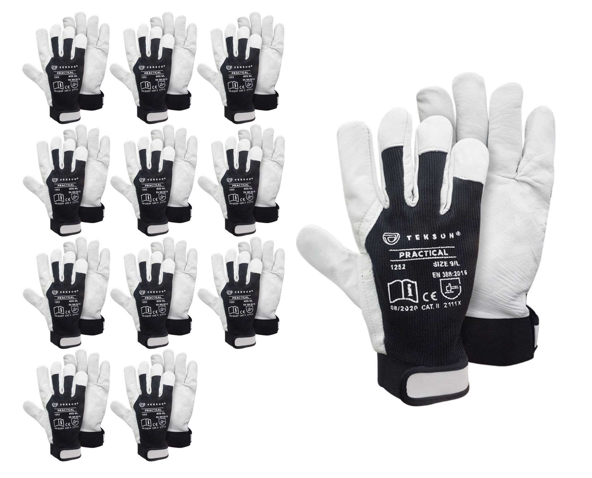 Tekson Practical 1252 Schutzhandschuhe Aus Ziegenleder Mit Klettverschluss, Größe 10 - 12 Paar