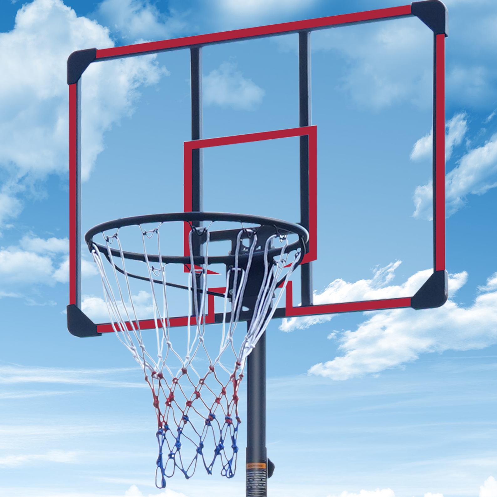 Verstellbarer Basketballkorb 228,6–280,42 Cm Mit Rädern, Schwarz-rot Okmyhome