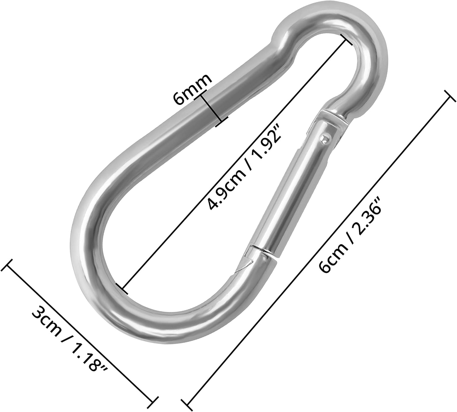 Mousqueton Acier Inoxydable À Ressort M6 (lot De 20) - 6 Cm - Crochet Mousqueton Polyvalent Intérieur/extérieur Pour Porte-clés, Camping, Pêche Et Accessoires De Randonnée