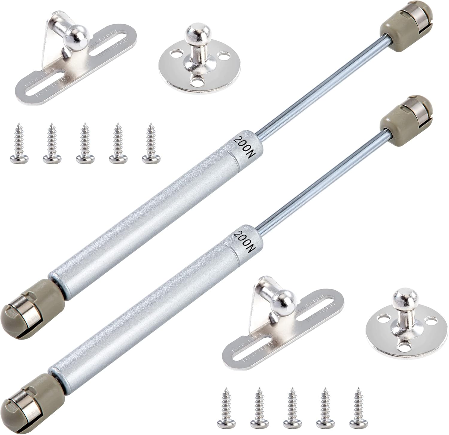 Vrins Gaz 200n/20kg Hydraulique Ressort Charnires Amortisseurs Gaz Avec Vis Pour Levage De Porte Armoire Meuble Cuisine Amortisseur Charni Lot De 2 (argent)