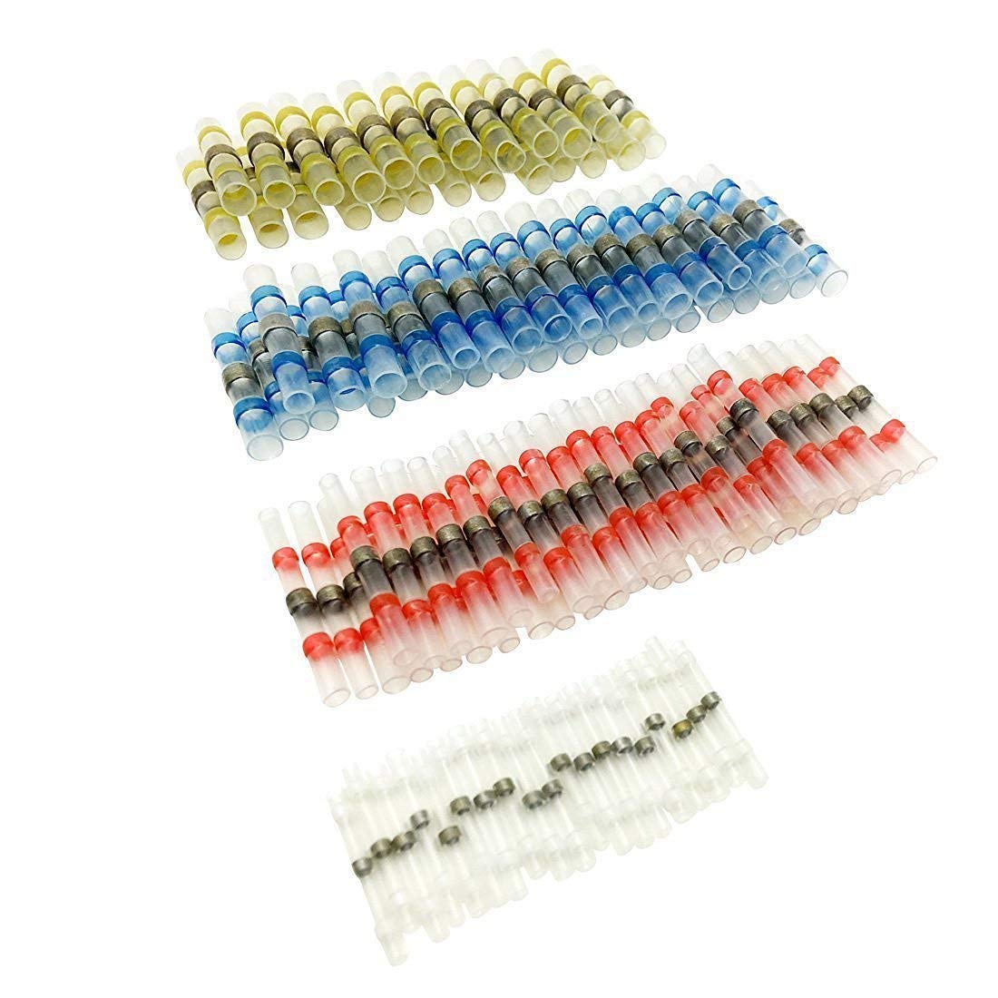 50pcs Joint De Soudure Connecteur De Fil, Sopoby Thermorétractables Souder Bout À Bout Seal Electriques Isolés Etanche Marine Automobile Cuivre (23red 12bleu 10blanc 5jaunes)
