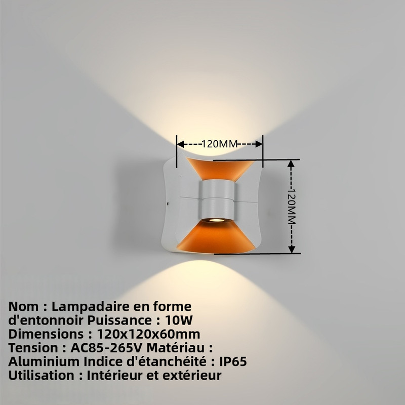 Wasserdichte Außenwandlampe Ip65, Moderne Minimalistische 10w 4000k Wandleuchte Für Garten, Balkon Und Flur, Fassaden-flutlicht Im Trichterdesign-lsw