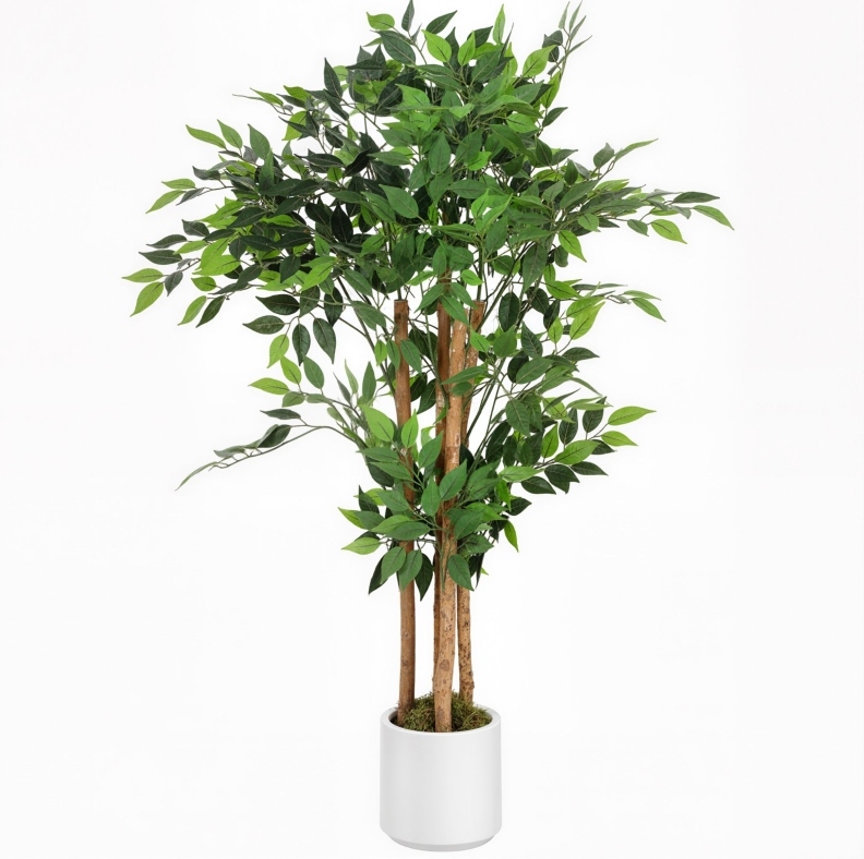 Künstlicher Banyan-bonsai Mit Holzstamm, Topf, 55 X 55 X 120 Cm, Grün