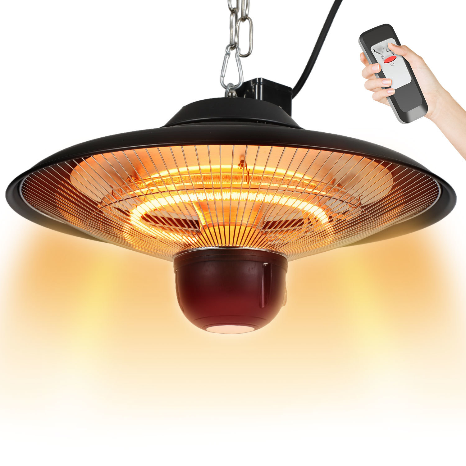 Tolletour Heizstrahler 1500w Deckenheizstrahler Carbon Mit Fernbedienung, Led-licht, 3 Heizstufen Für Terrasse