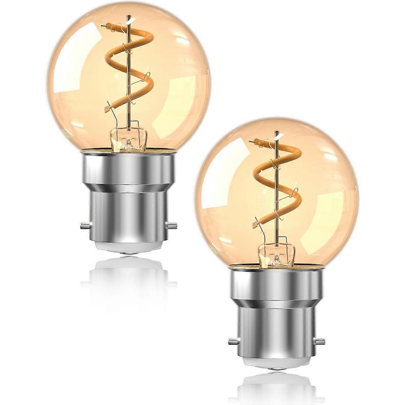 Ampoule Led Vintage À Baïonnette B22 1w, Blanc Chaud 2200k, Équivalent 15w Incandescent, Non Dimmable, G40b22, Lot De 2, Compatible Avec Les Douilles À Baïonnette B22, 1 W, 30 Lm