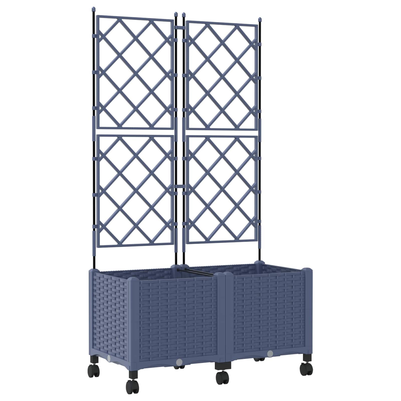 Vidaxl Garden Planter With Trellis&wheels 2 Pcs Grey 80 X 40 X 149 Cm