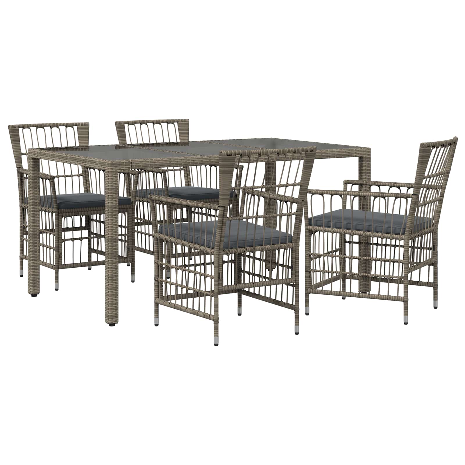 Vidaxl Outdoor Dining Set 5 Pcs Grey Poly Rattan