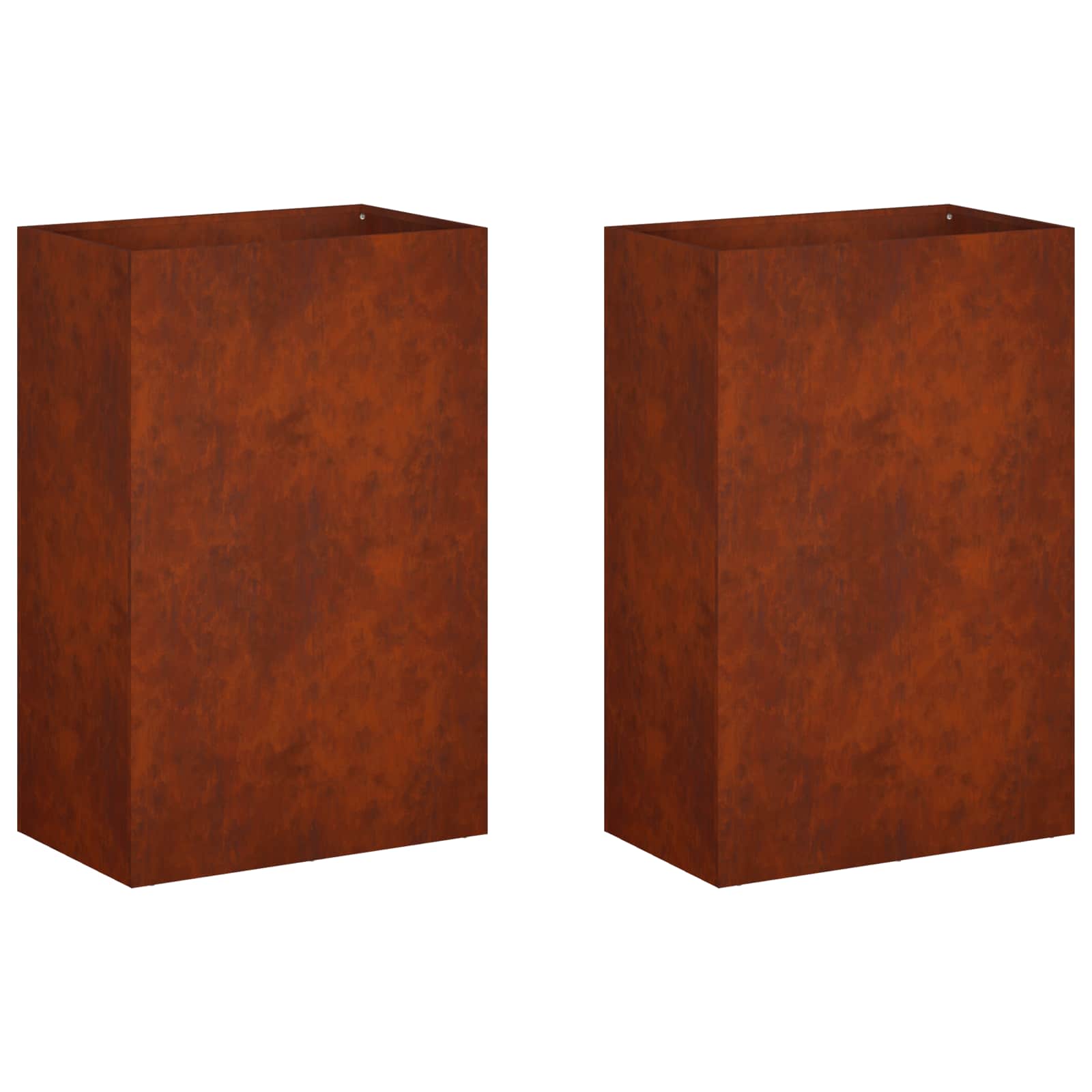 Vidaxl Garden Planter 2 Pcs Rusty 50 X 30 X 75 Cm Weathering Steel