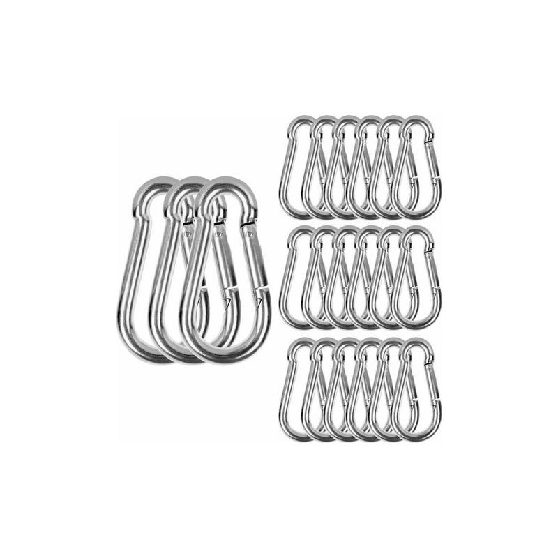 M6-edelstahlkarabiner, 20 Hochfeste Fixkarabiner – Edelstahlkarabiner, Tragfähigkeit 120 Kg / 260 Lb, 304 Haken – 60 Mm X Φ6 Mm