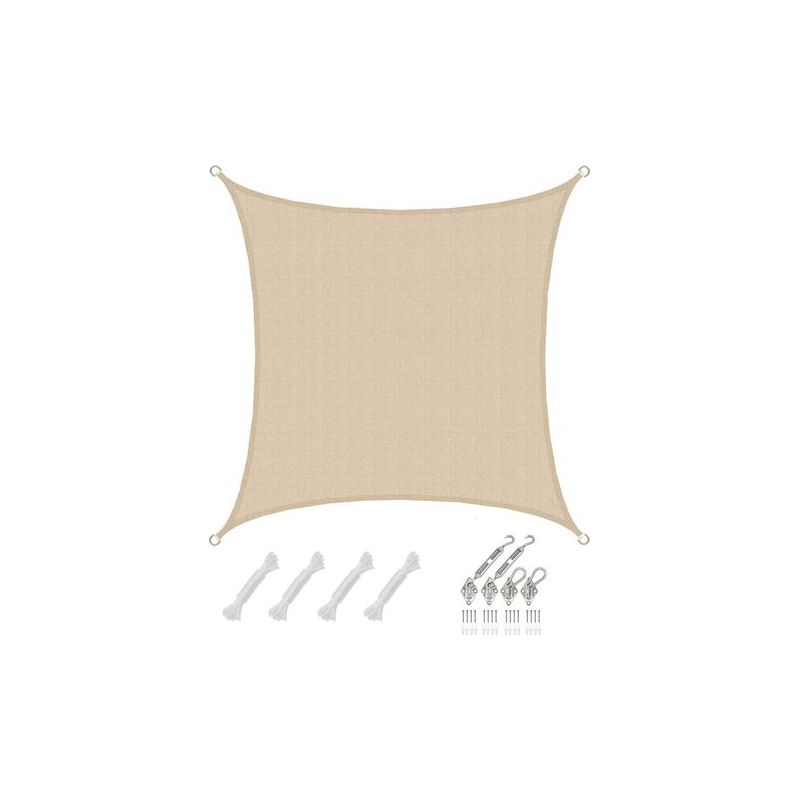 3x3 M Quadratisches, Atmungsaktives Sonnensegel – 80 % Uv-schutz – Edelstahlbefestigungen – 100 % Polyethylen 220 G/m² – Amanka