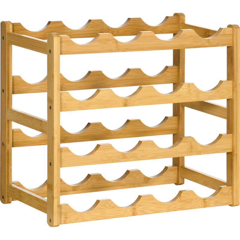 4-stöckiges Weinregal Aus Bambus Für 16 Flaschen, Weinflaschenhalter 43 X 23,5 X 38 Cm, Natur
