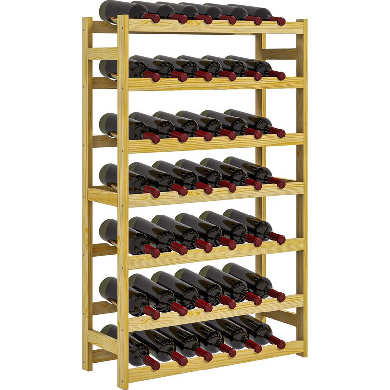7-stöckiges Weinregal Aus Holz Für 42 Flaschen, Weinkeller-/küchenregal, 63 X 25 X 102 Cm, Natur