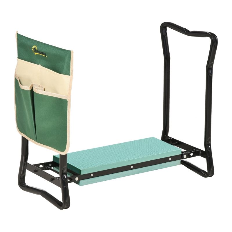 2-in-1 Faltbarer Gartenhocker Und Kniehocker Mit Werkzeugtasche, Eva-schaumstoff, 58 X 28 X 49 Cm