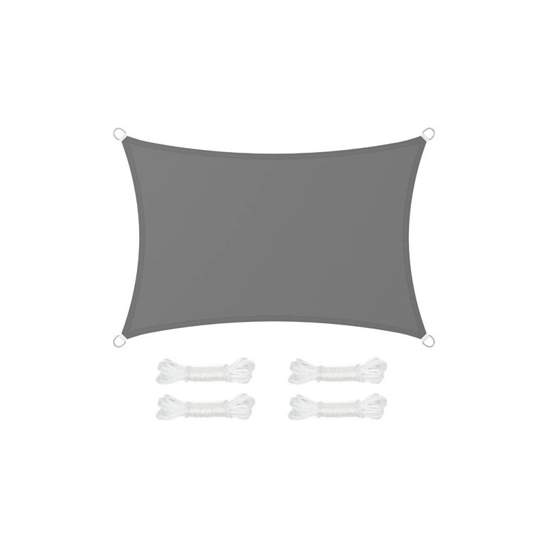 Songmics – Rechteckiges Sonnensegel 2 X 3 M – Wasserabweisend (665 Mm) – Reißfestes Polyester – 93 % Uv-schutz – 4 X 2 M Seile – Anthrazitgrau