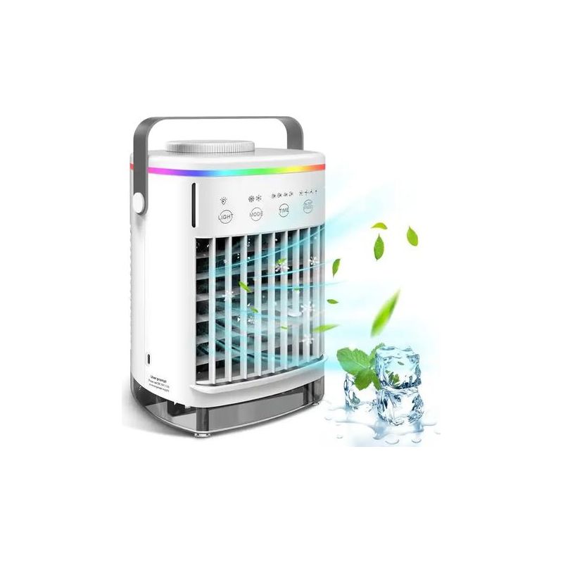 Tragbare Mini-usb-klimaanlage – 4 Geschwindigkeitsstufen, 7 Led-farben – Für Schlafzimmer, Auto Und Camping