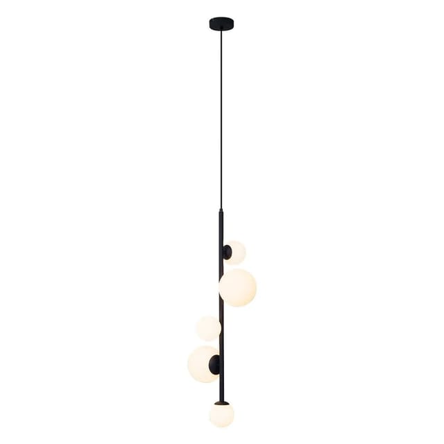 Design-hängeleuchte Schwarz Mit Milchglas 5-flammig - Vertical