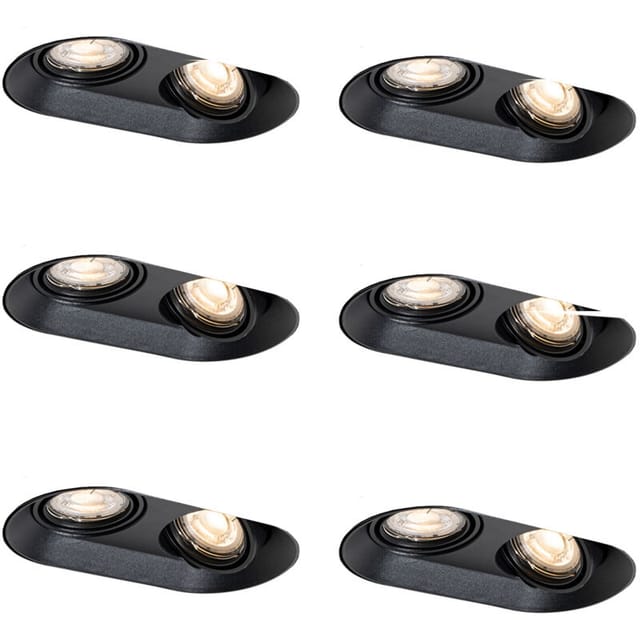 Set Mit 6 Abgerundeten Einbaustrahlern Schwarz Gu10 50mm 2-licht - Hubs