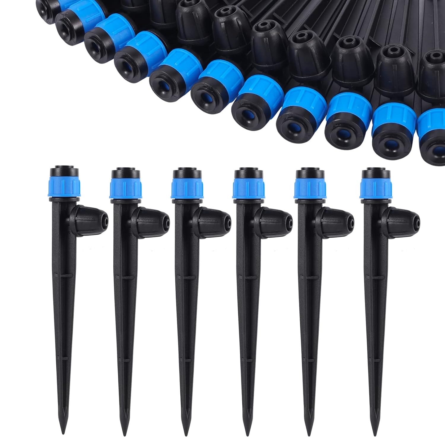 Bewässerungströpfchen - 50 Stück - Blauer Kunststoff - 360 Grad Verstellbar - Für Garten- Und Gewächshaustöpfe - 4-7 Mm Schlauchdurchmesser
