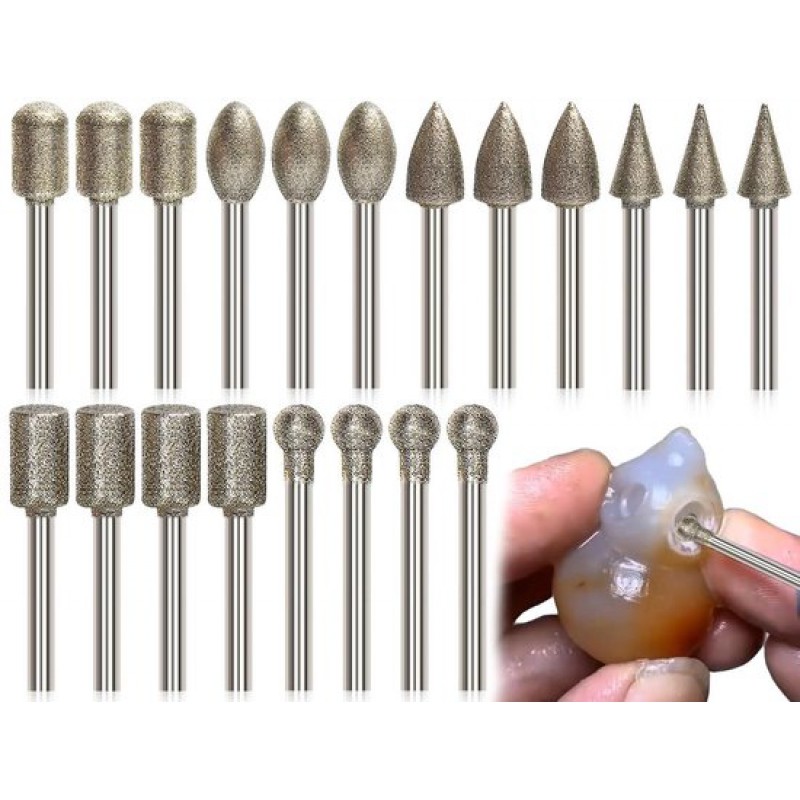 20 Diamantfräser Mit 3,2 Mm (1/8 Zoll) Schaft – Für Keramik, Stein, Glas – Kompatibel Mit Dremel