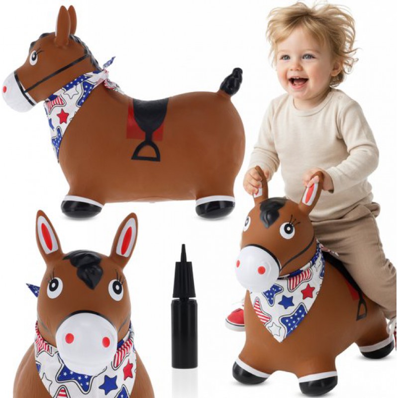 Sun Baby – Hüpfpferd Mit Pumpe, Geeignet Ab 1 Jahr – Braun Mit Schal – Maximalgewicht 50 Kg, Strapazierfähiges Gummi, Bpa-frei, Hüpfpferd, Hüpfhund