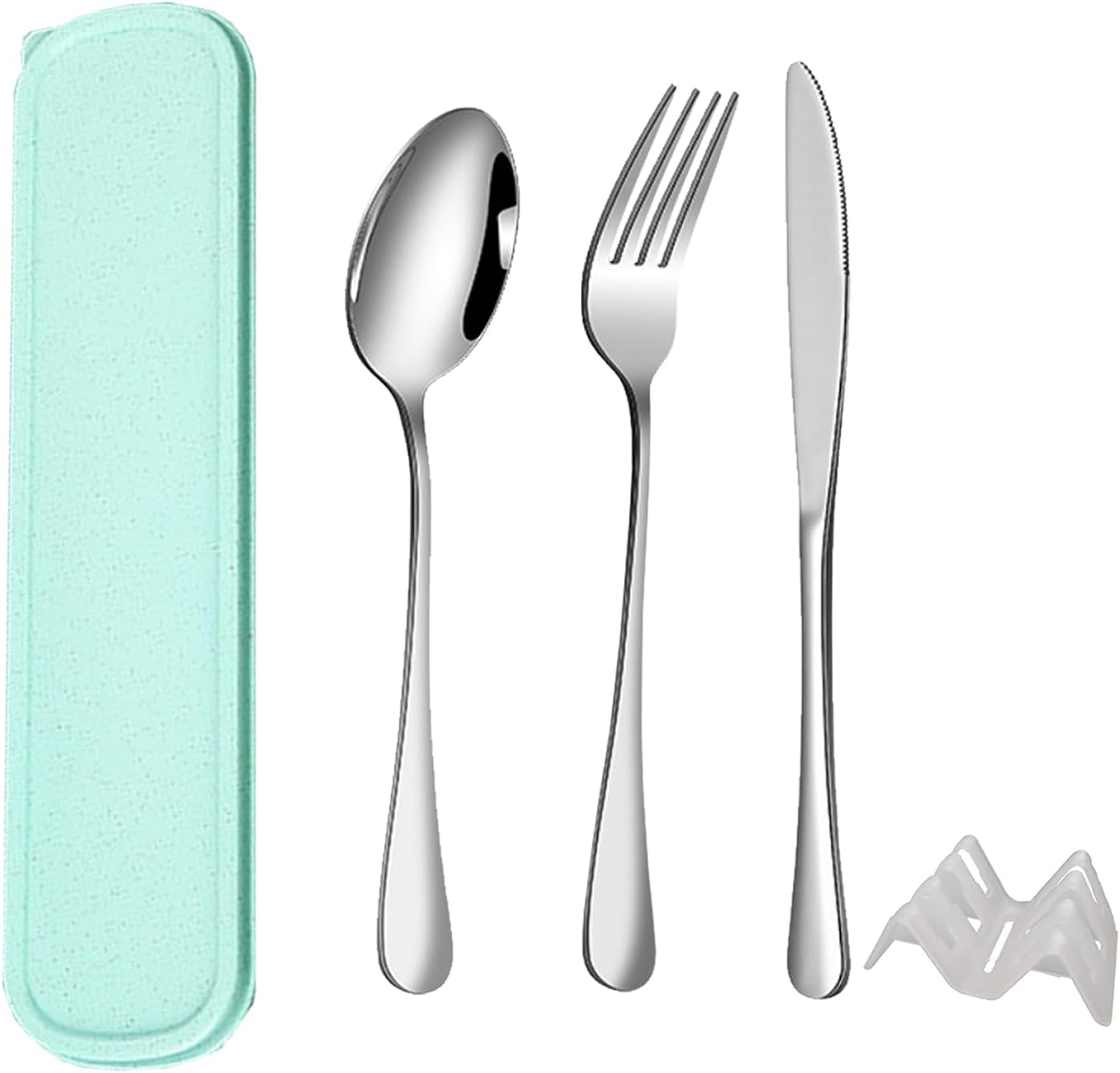 Camping-lunchbox-besteckset, Verstärktes Etui Mit Schnalle, Reisebesteck, Für Arbeit Und Schule, Spülmaschinenfest - 5-teilig (grün)