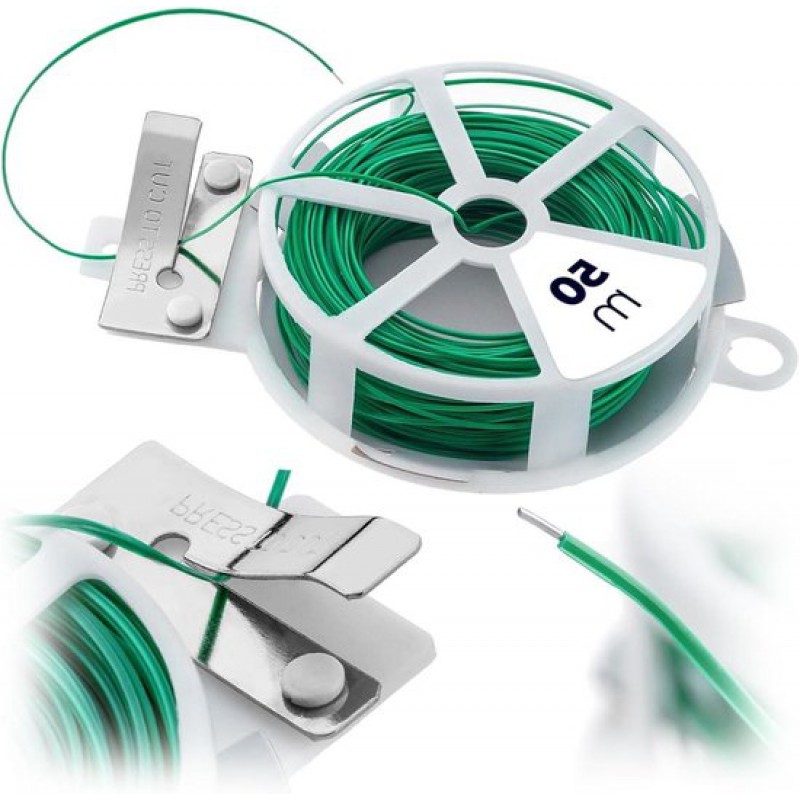 Gartendraht Mit Integriertem Cutter – Pflanzenstützdraht – Pflanzenstütze – Integrierter Cutter – 50 Meter – Grün