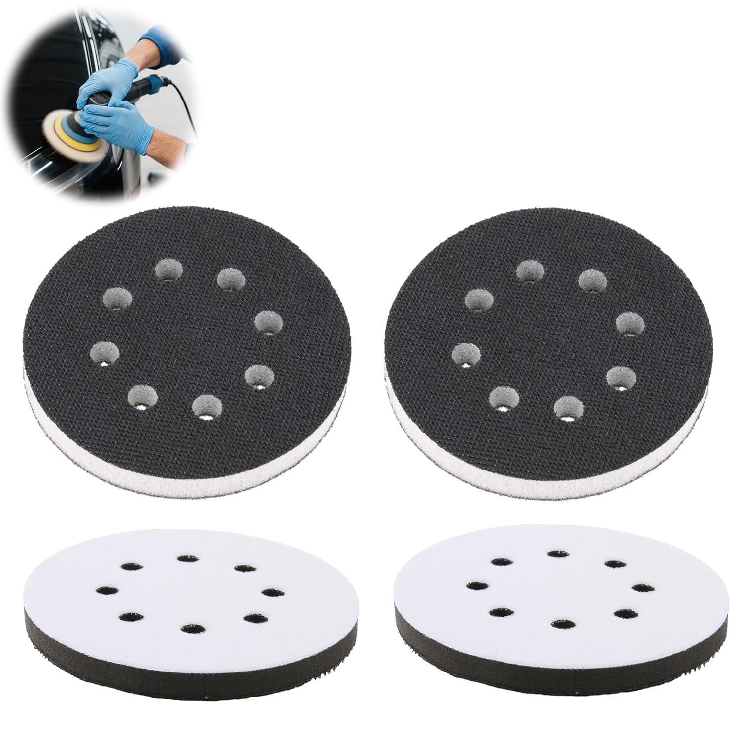 125-mm-schleifteller – 2er-pack – Weichschaum – 8 Löcher – Für Exzenterschleifen Und Polieren