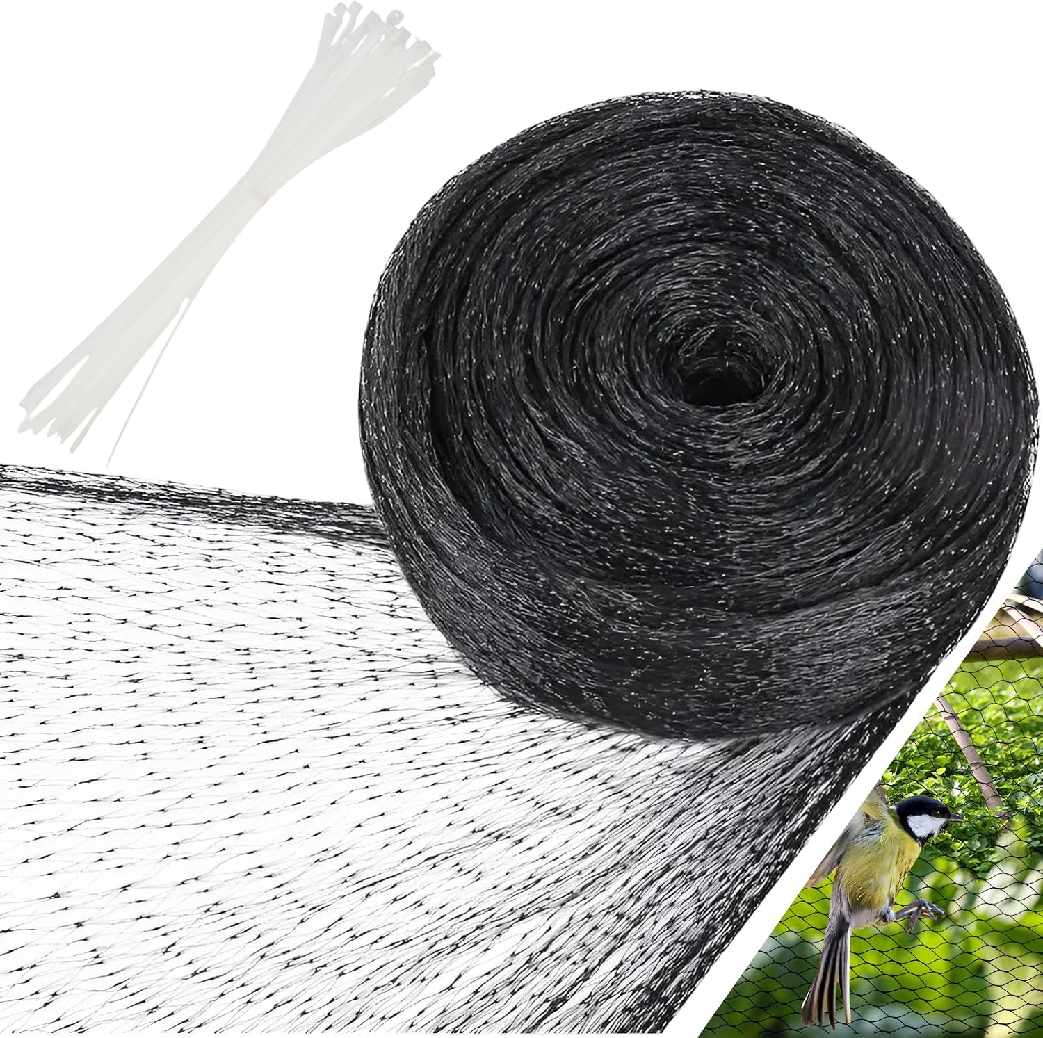 Vogelschutznetz – 4 X 15 M – 2 Cm Maschenweite – Robustes Pe – Garten, Teich, Voliere – Mit 50 Befestigungsbändern