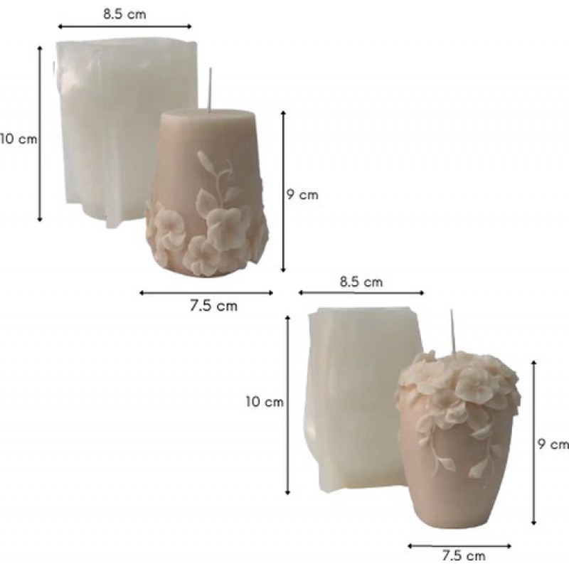 Zoezo – Kerzenform – Zylindrisches Set – Blumen – 2-teilig – Kerzenformen – Silikonform – Kerzen Selber Machen – Gips- Und Epoxidharzformen – Seifenherstellung