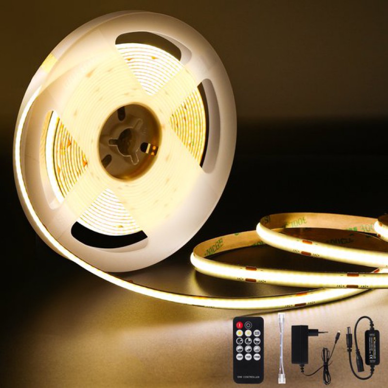 Led-streifen – 320 Leds/m – 5 Meter – 24 V, 36 W, 3960 Lm, 4000 K – Warmweiß – Mit Funkfernbedienung