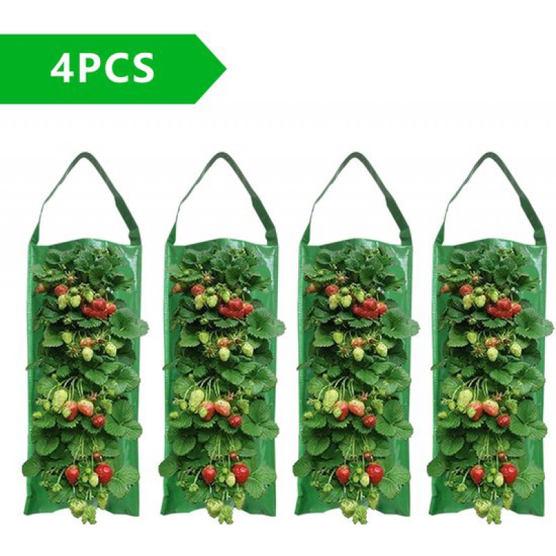 Hängende Pflanzsäcke Für Erdbeeren (4er-set), Pflanzsäcke, Hänge-pflanzsäcke, Anzuchtsäcke, 4er-set