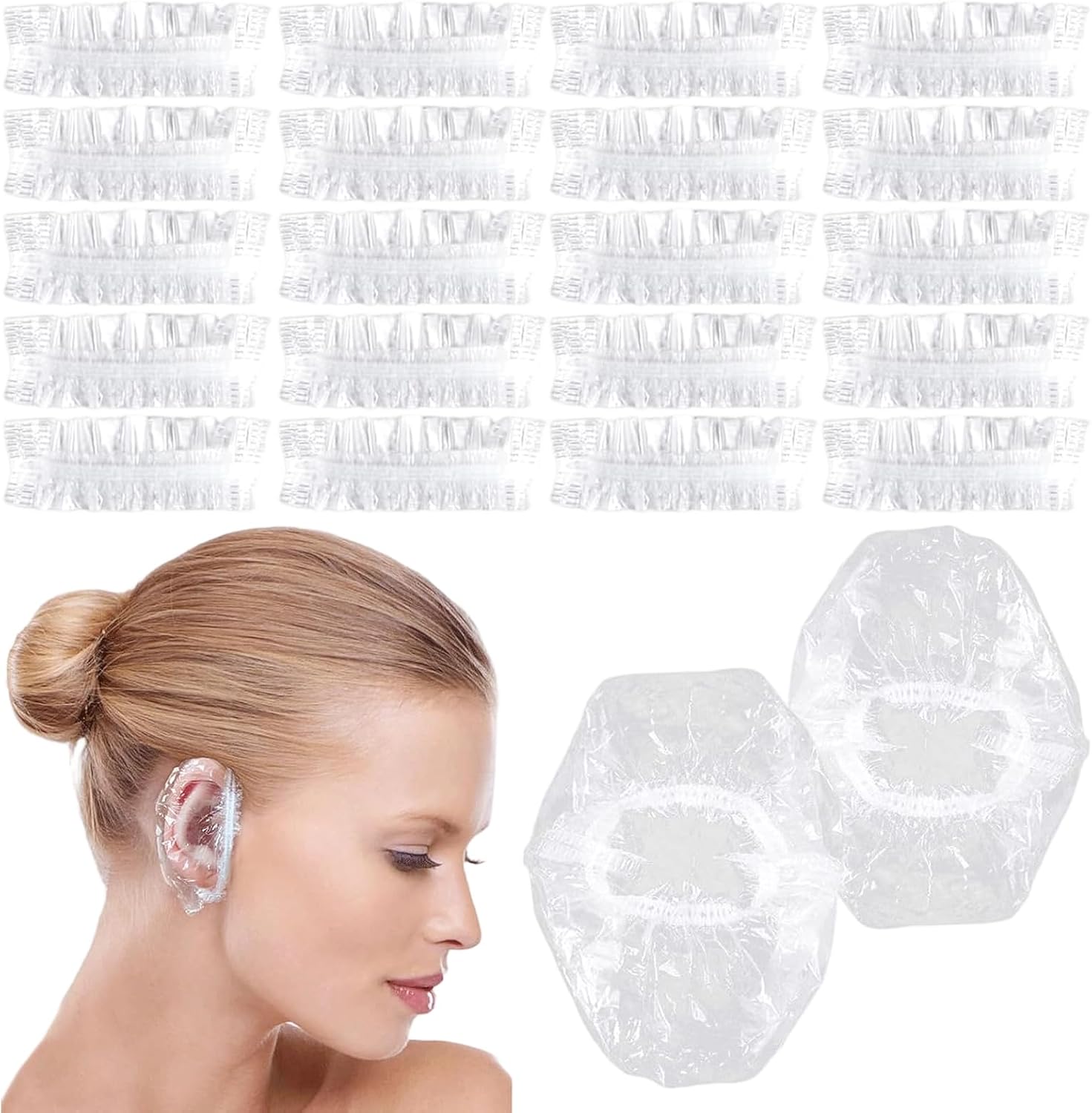 100 Stück Einweg-ohrenschützer, Transparente, Wasserdichte Ohrenschützer Aus Kunststoff, Für Dusche, Bad, Spa, Zuhause, Hotel, Friseursalon