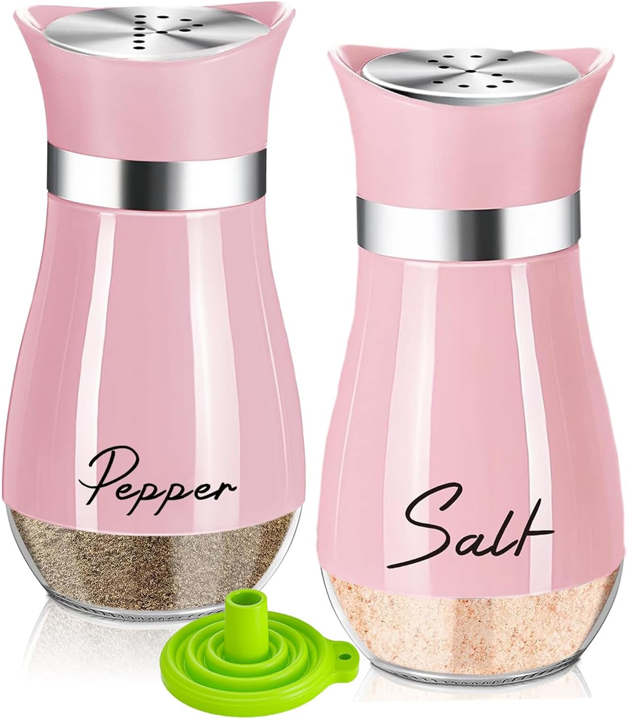 Salz- Und Pfefferstreuer-set – 2-teilig – Glas Und Edelstahl – Gewürzspender – Küche Und Gastronomie – Rosa