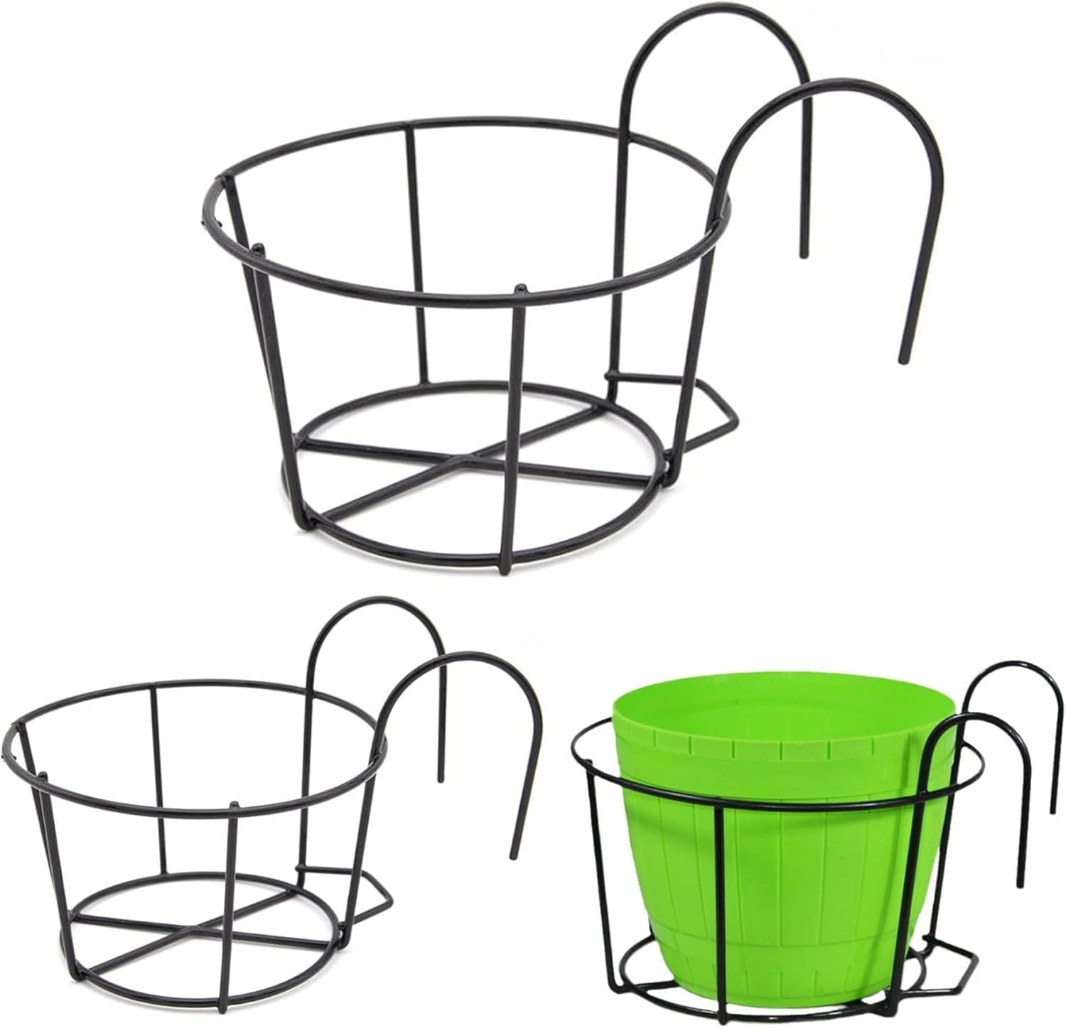 Metall-blumentöpfehalter – 3er-set – Schwarz, Weiß, Braun – Hängend Für Balkon/garten