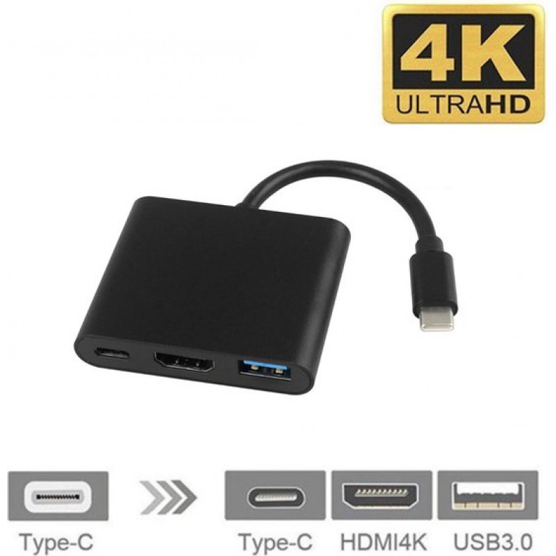 ® Connect+ – Usb-c-auf-hdmi-adapter – Black Edition – Usb-c-auf-hdmi-konverter – Usb-c-hub – Usb-c Auf Usb-c / Usb 3.0 / Hdmi – Kompatibel Mit Apple Macbook Air Und Pro – Kompatibel Mit Samsung – Komp